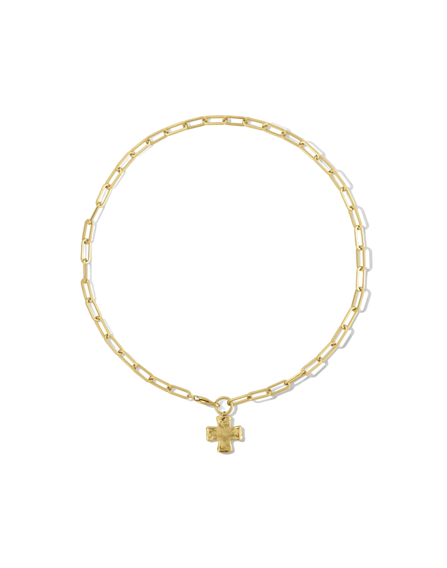 Chunky Cross Chain Necklace - Solid Gold - Image 5
