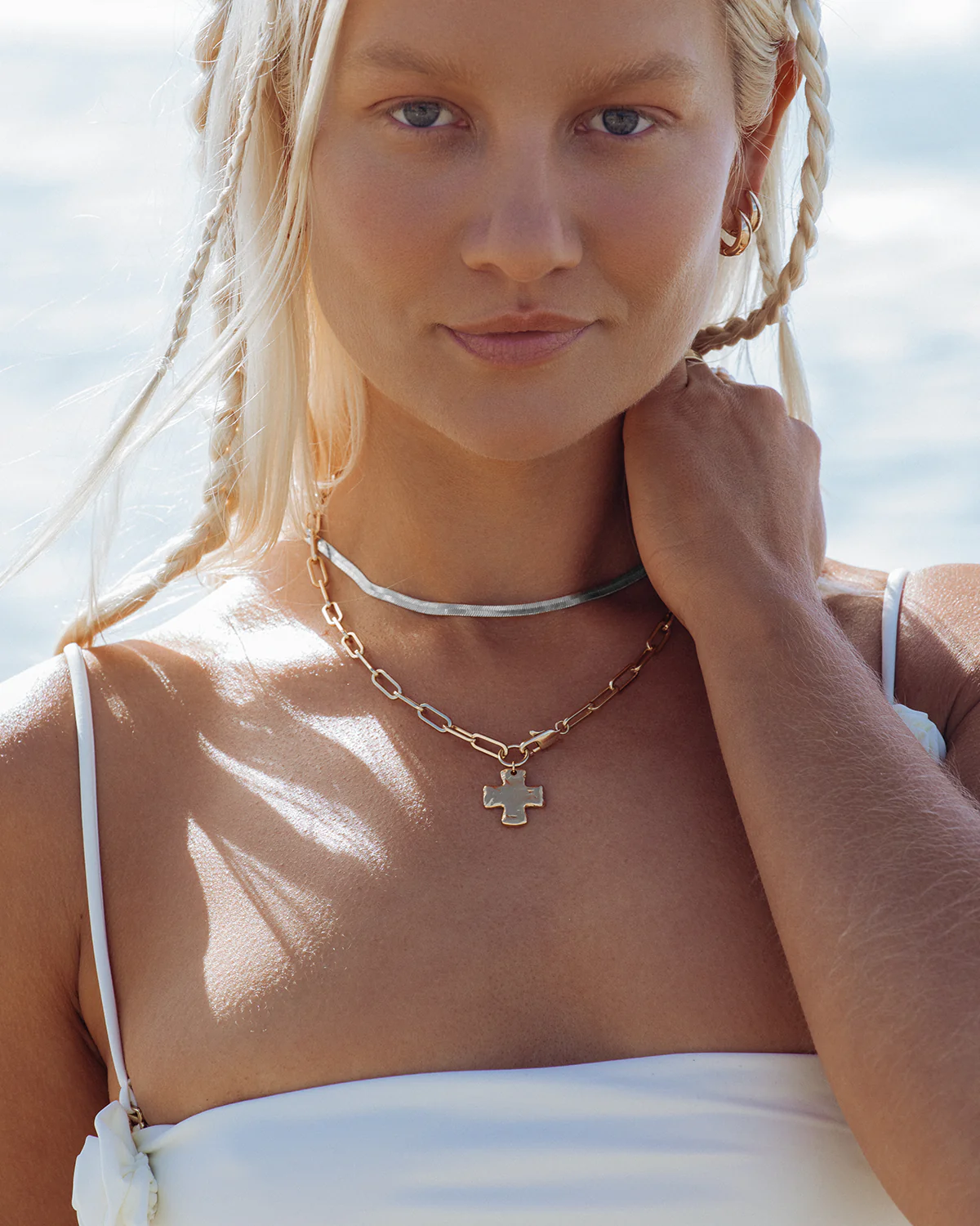 Chunky Cross Necklace Set - Mixed Metals - Image 3