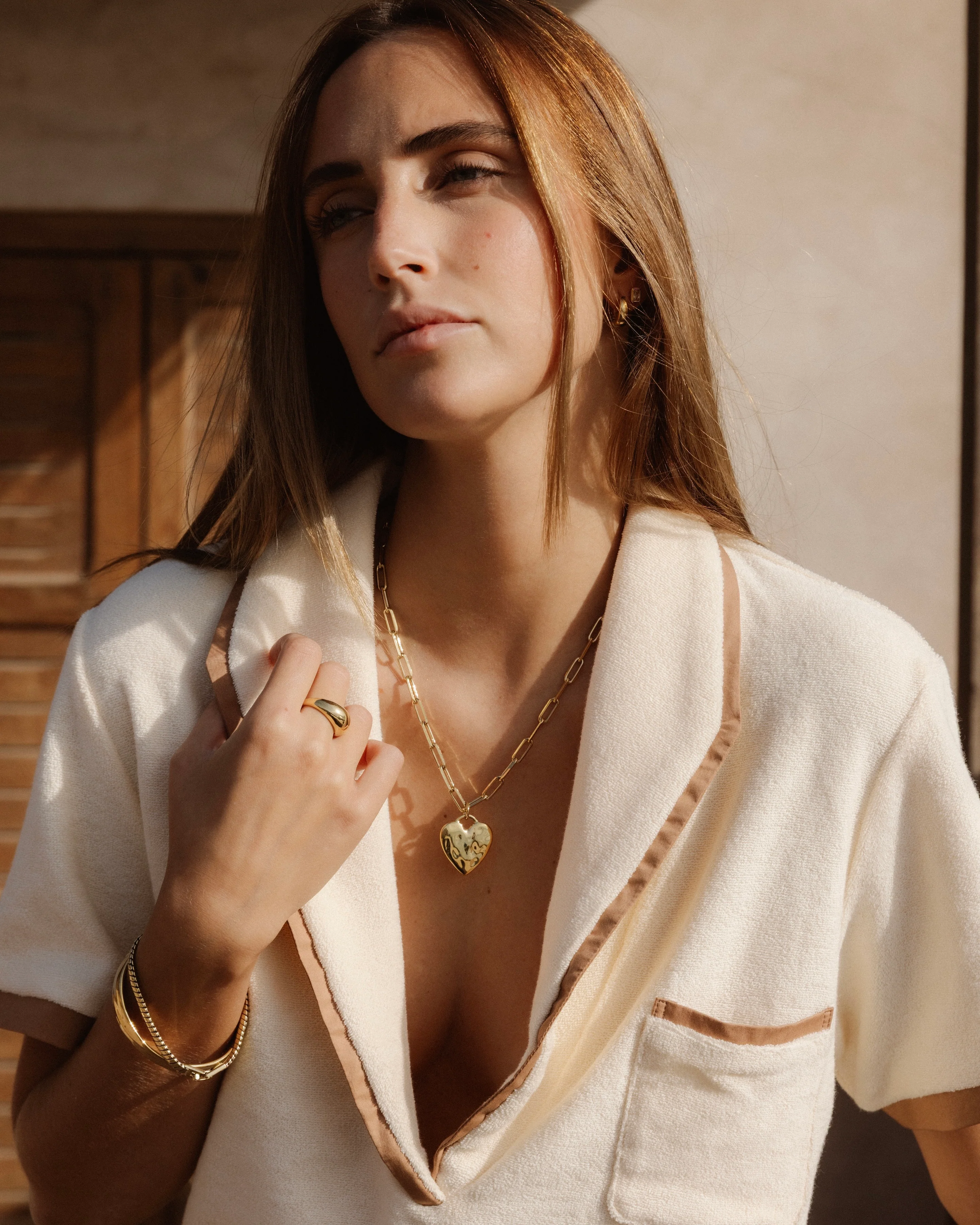 Chunky Heart Necklace - Solid Gold - Image 3