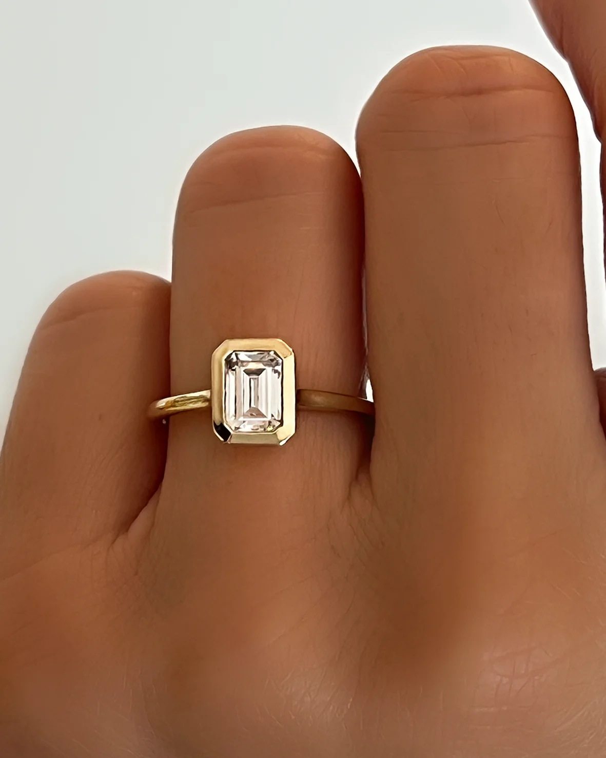 Emerald Bezel Diamond Ring - Image 2