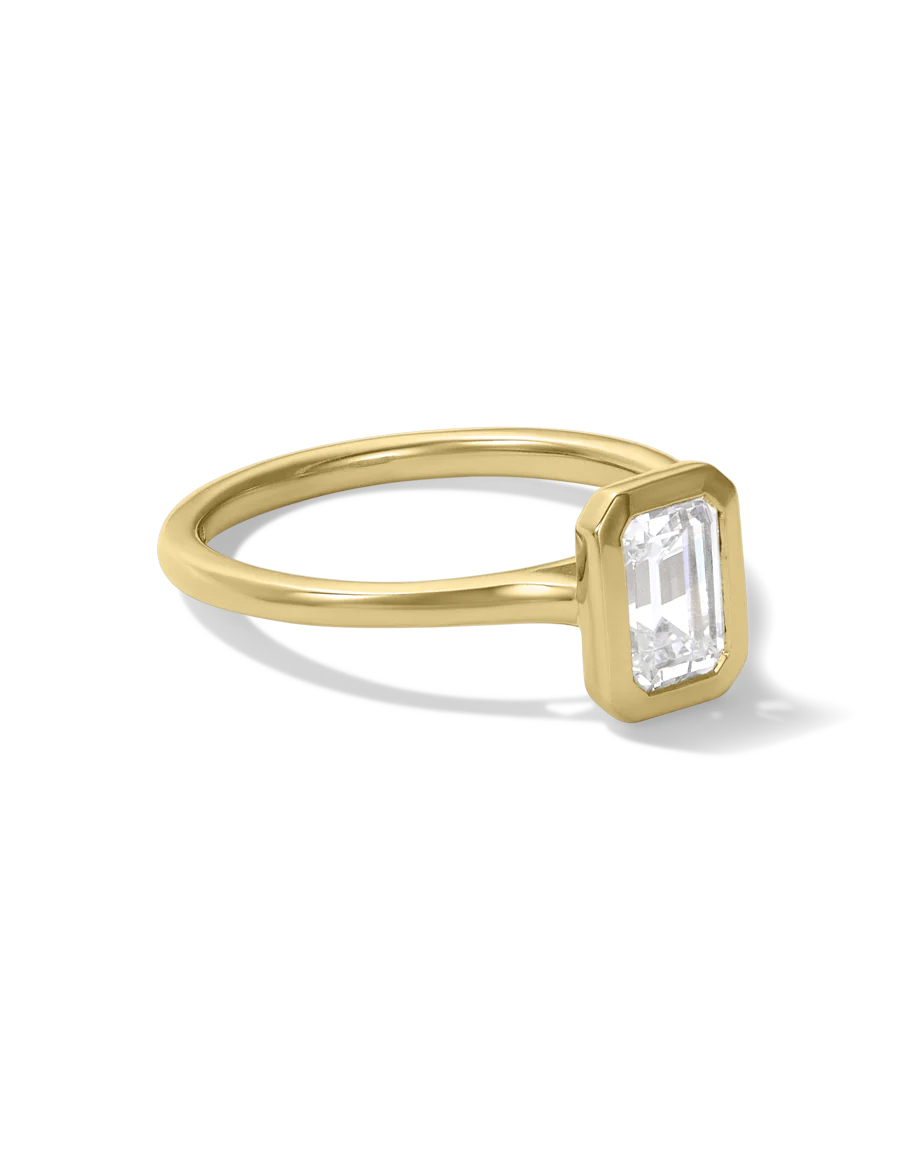 Emerald Bezel Diamond Ring - Image 4