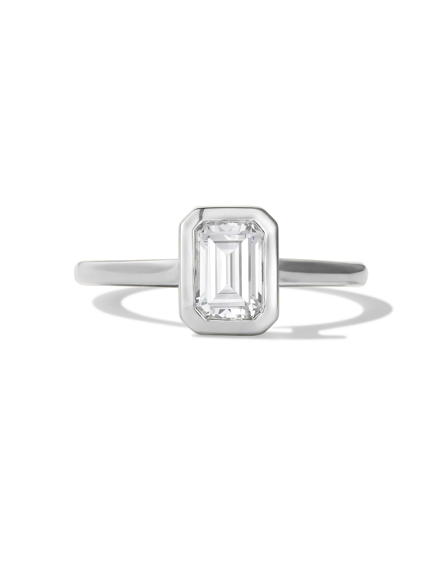 Emerald Bezel Diamond Ring - Image 5