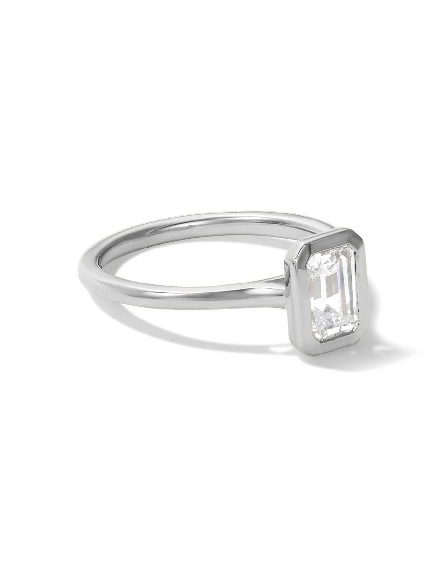 Emerald Bezel Diamond Ring - Image 6