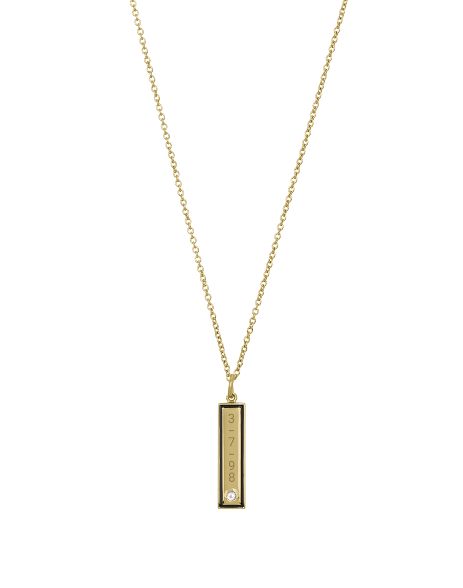 Enamel Bar Necklace - Black - Image 3