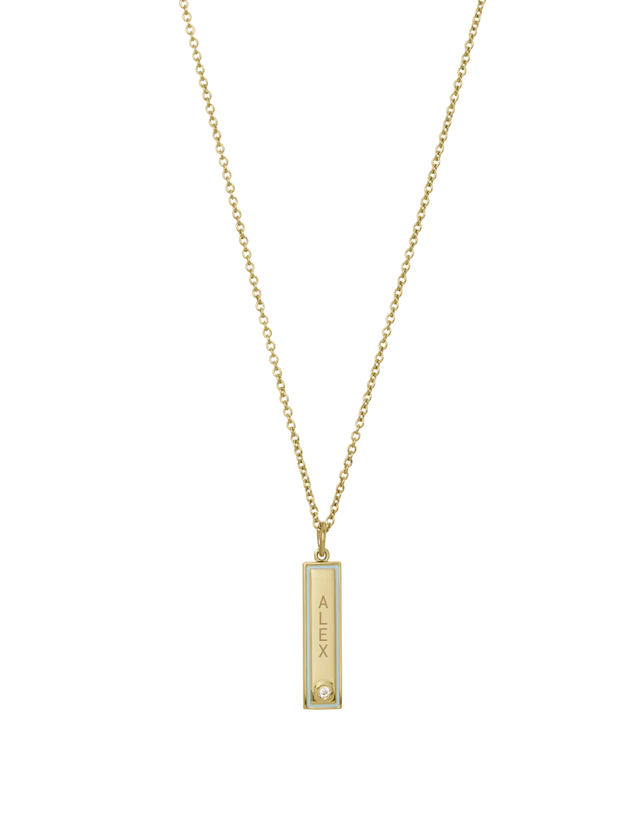 Enamel Bar Necklace - Blue - Image 3
