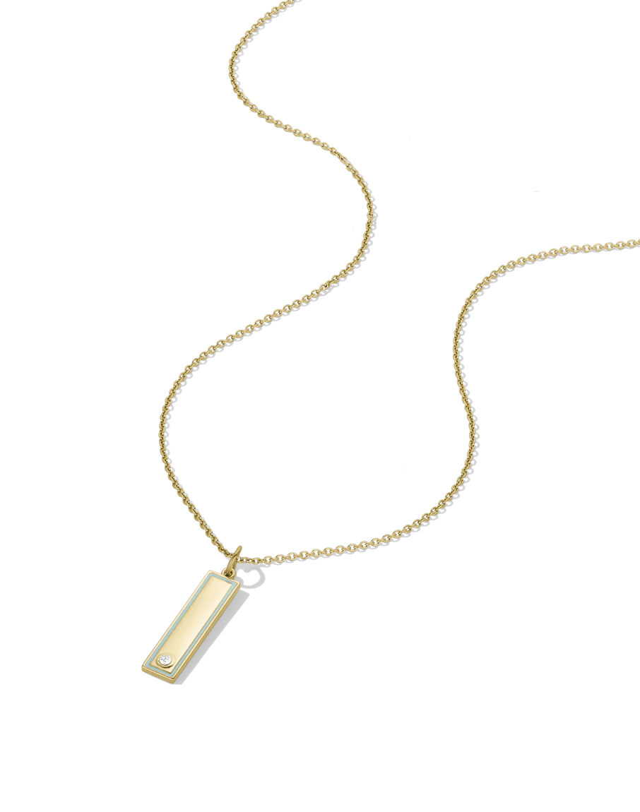 Enamel Bar Necklace - Blue - Image 4