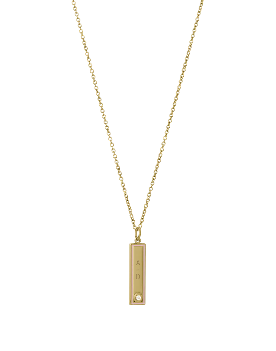 Enamel Bar Necklace - Pink - Image 3