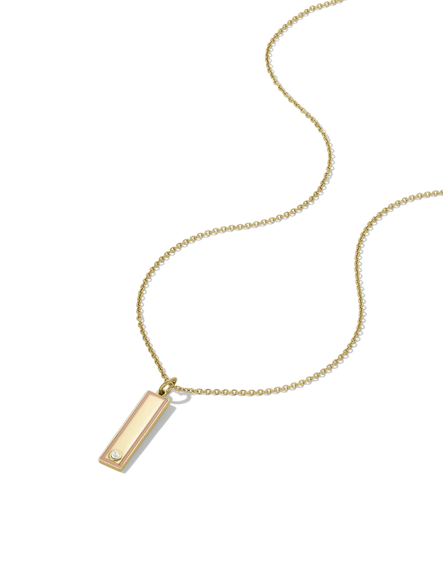 Enamel Bar Necklace - Pink - Image 4