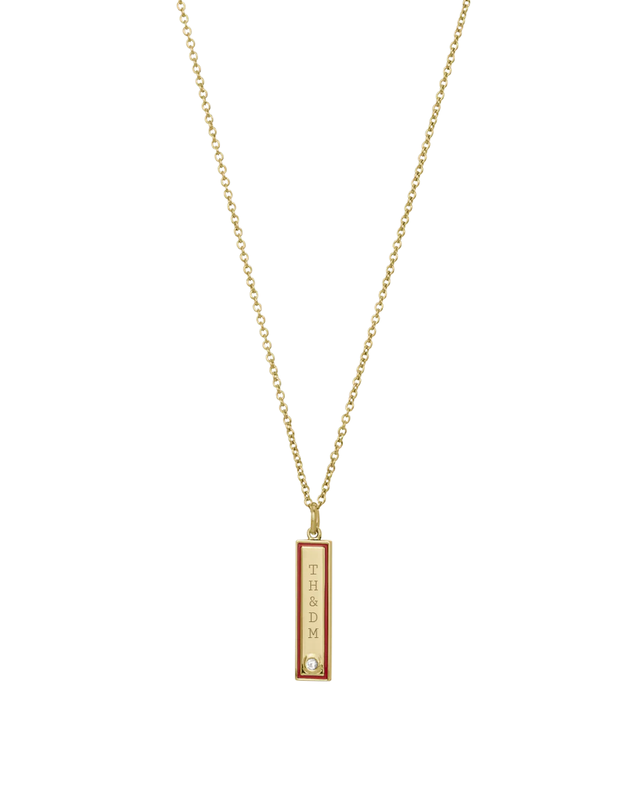 Enamel Bar Necklace - Red - Image 3