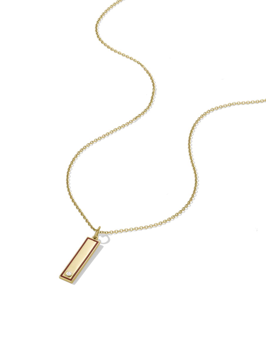 Enamel Bar Necklace - Red - Image 4