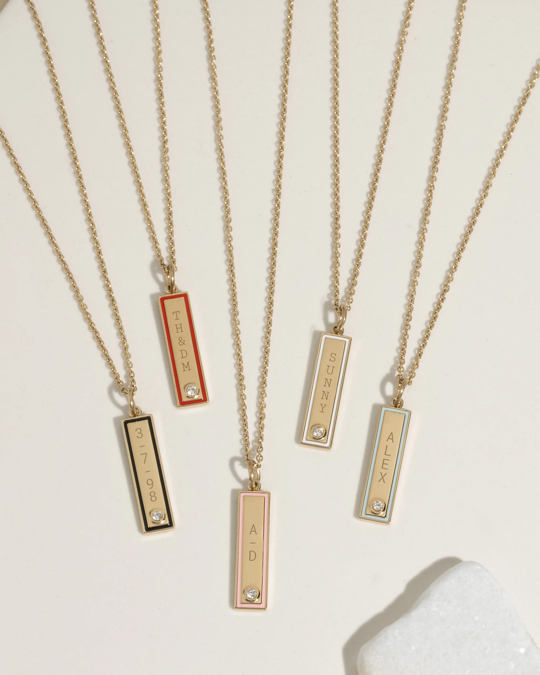Enamel Bar Necklace - Blue - Image 5