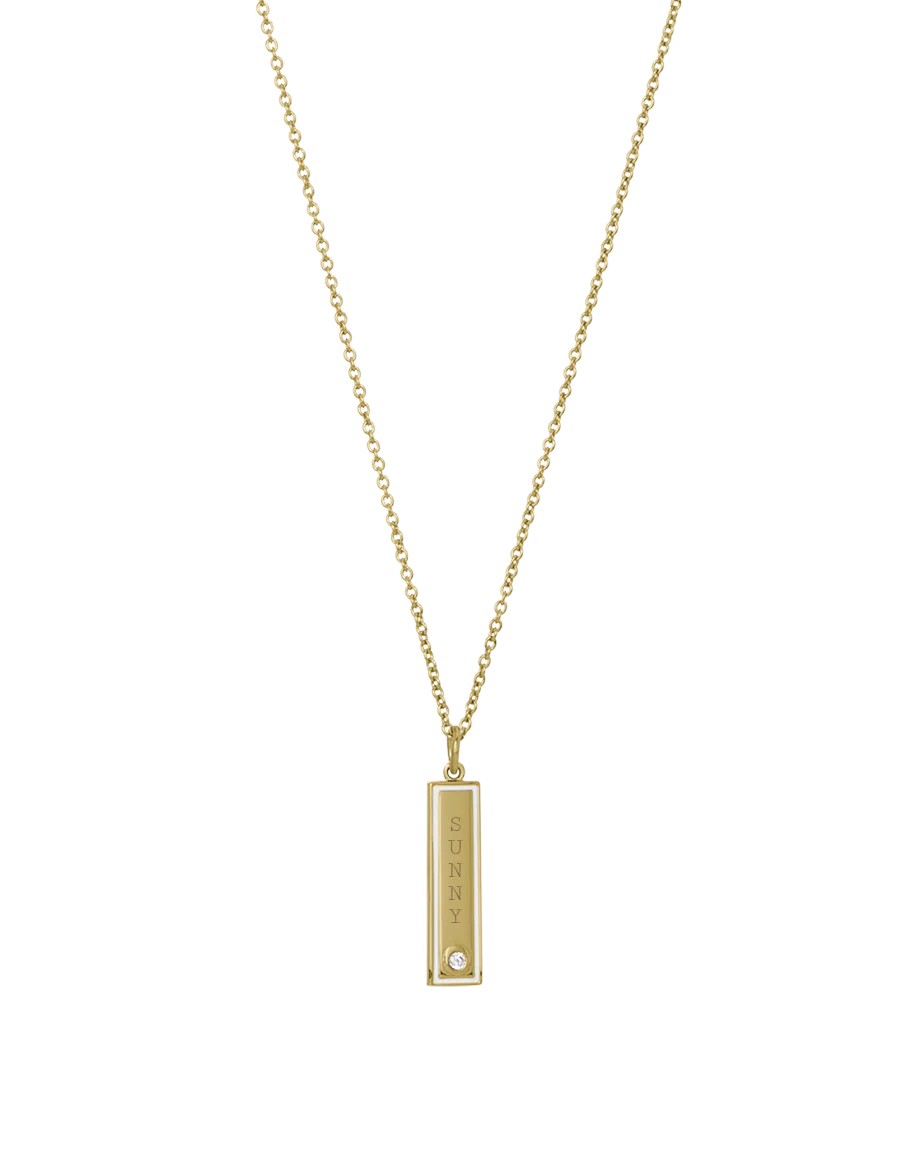Enamel Bar Necklace - White - Image 4