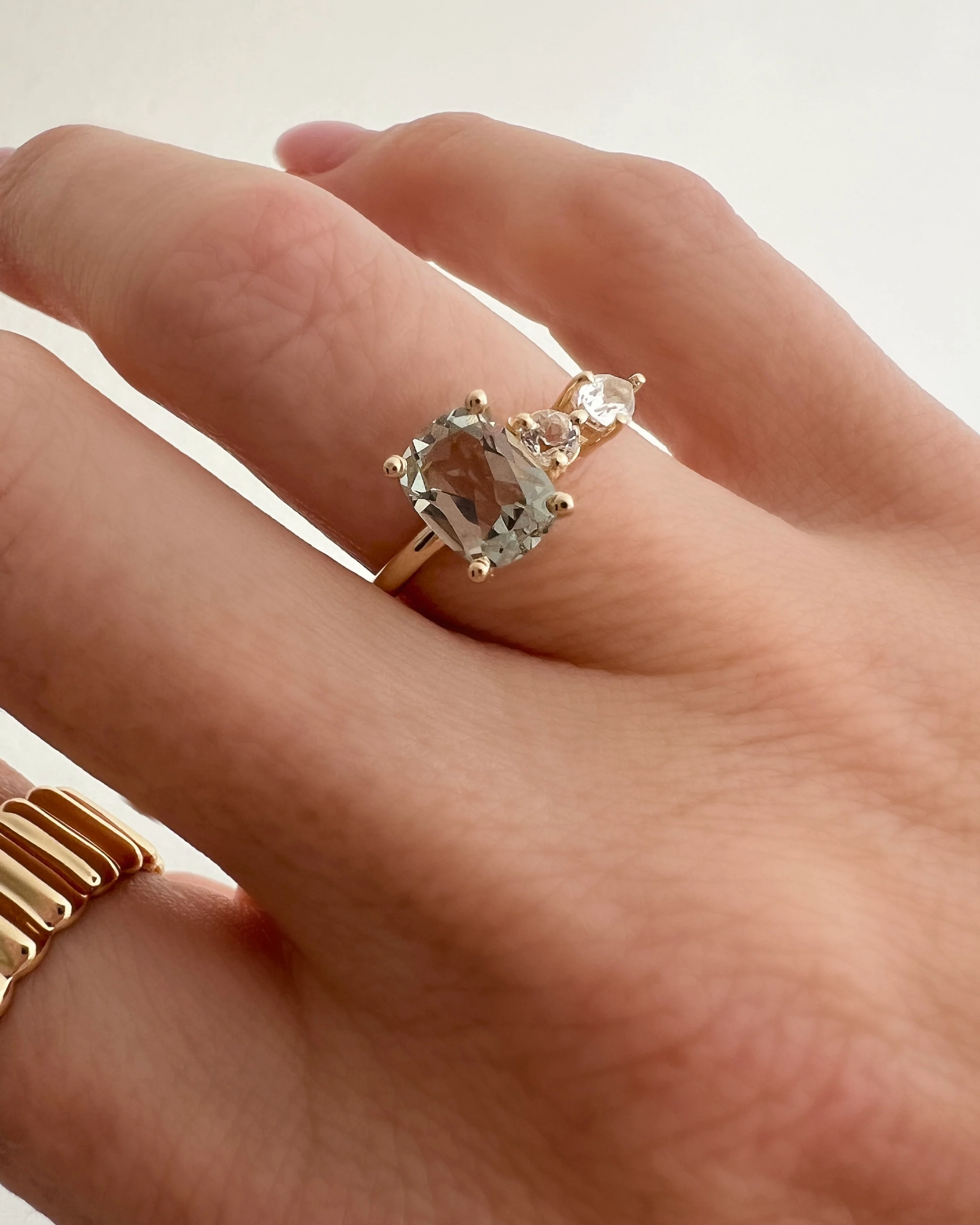 Green Amethyst Trio Ring - Image 2
