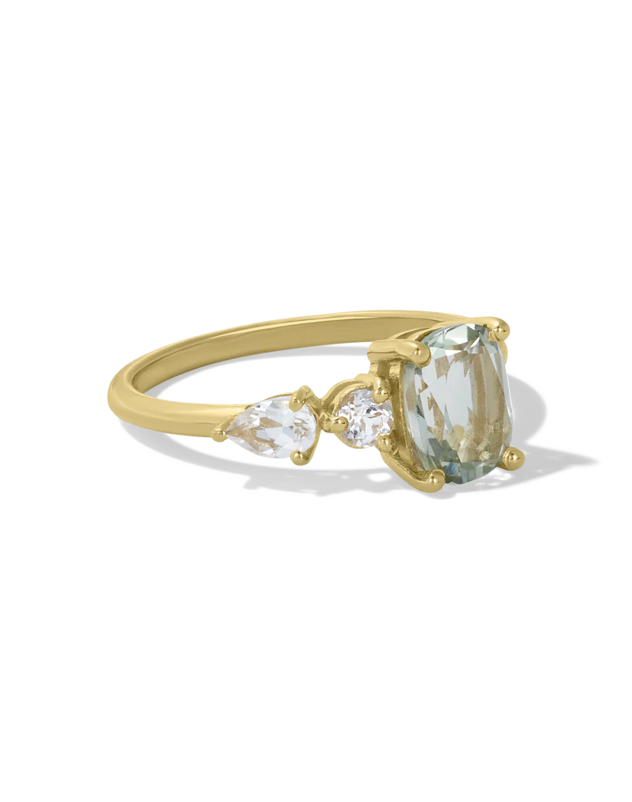Green Amethyst Trio Ring - Image 4