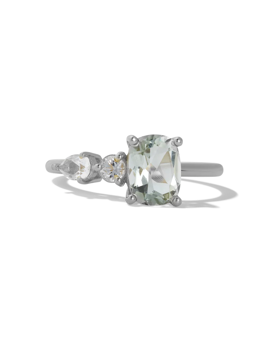 Green Amethyst Trio Ring - Image 5
