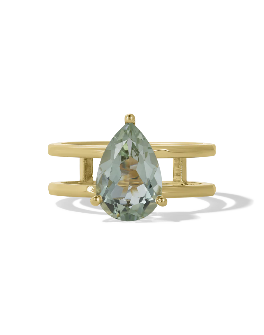 Pear Floating Green Amethyst Ring - Image 3
