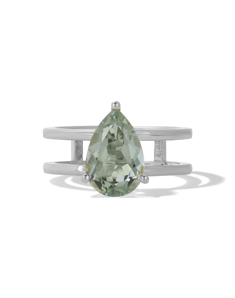 Pear Floating Green Amethyst Ring - Image 5