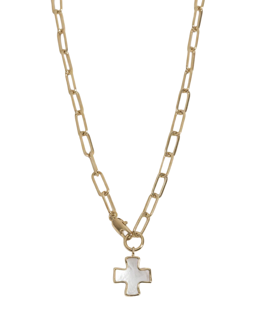 Pearl Chunky Cross Chain Necklace - Image 4